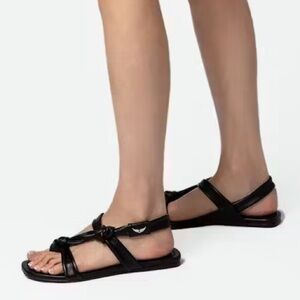 NIB Zadig & Voltaire Forget Me Knot Smooth Lambskin Leather Thong Sandals Sz 40